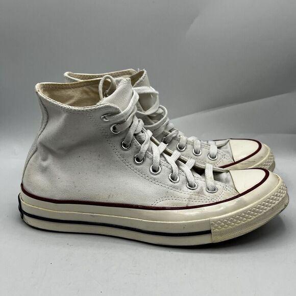 Converse Chuck Taylor 70 HI Mens 6.5 W8.5 Canvas White/Garnet/Egret Casual Shoes - Picture 1 of 14
